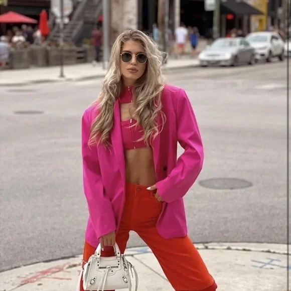 ZARA Oversized Blazer Pink Size Xs, Small - Picture 1 of 16